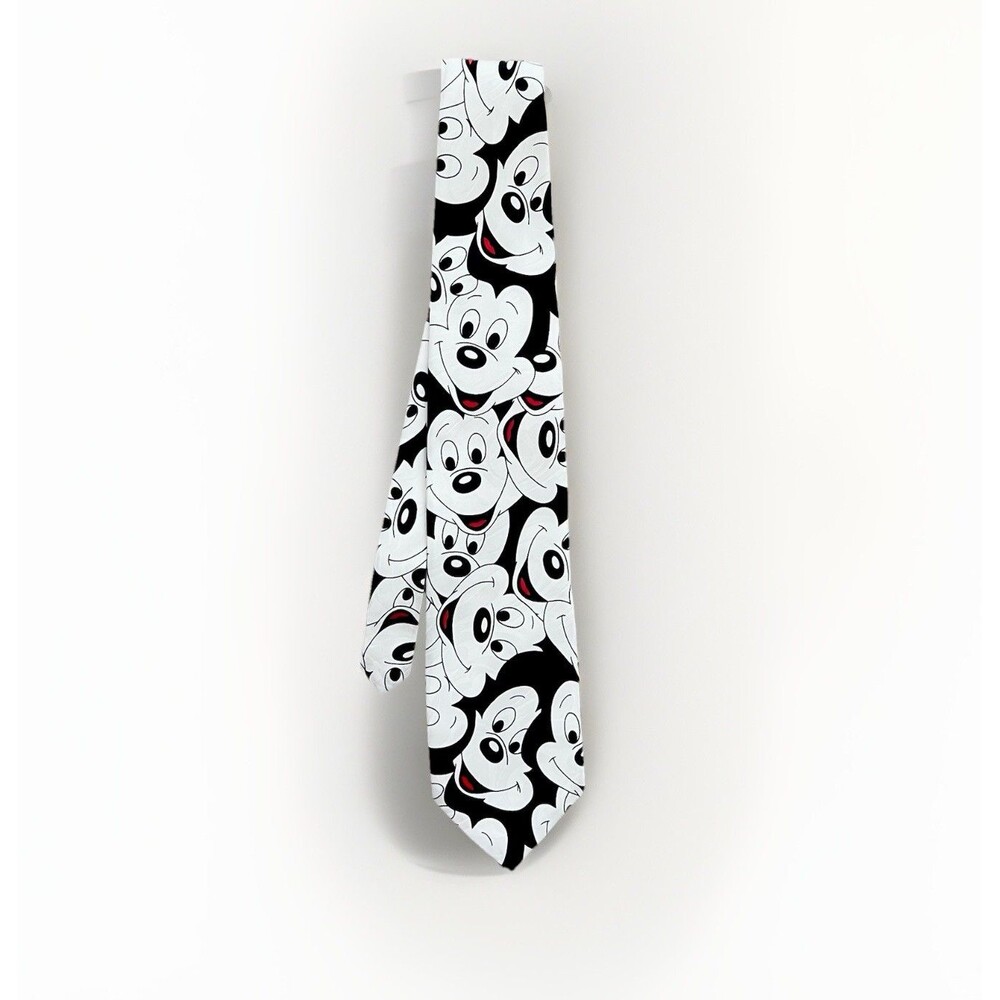 Disney Mickey Mouse Cartoon Black White Men's Necktie Balance Inc Vintage 3.75”